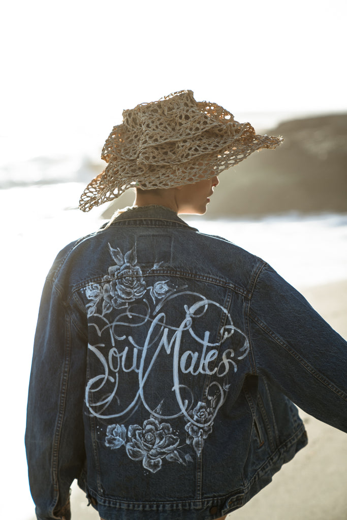 'Soumates' Hand painted vintage jacket for the beach bride