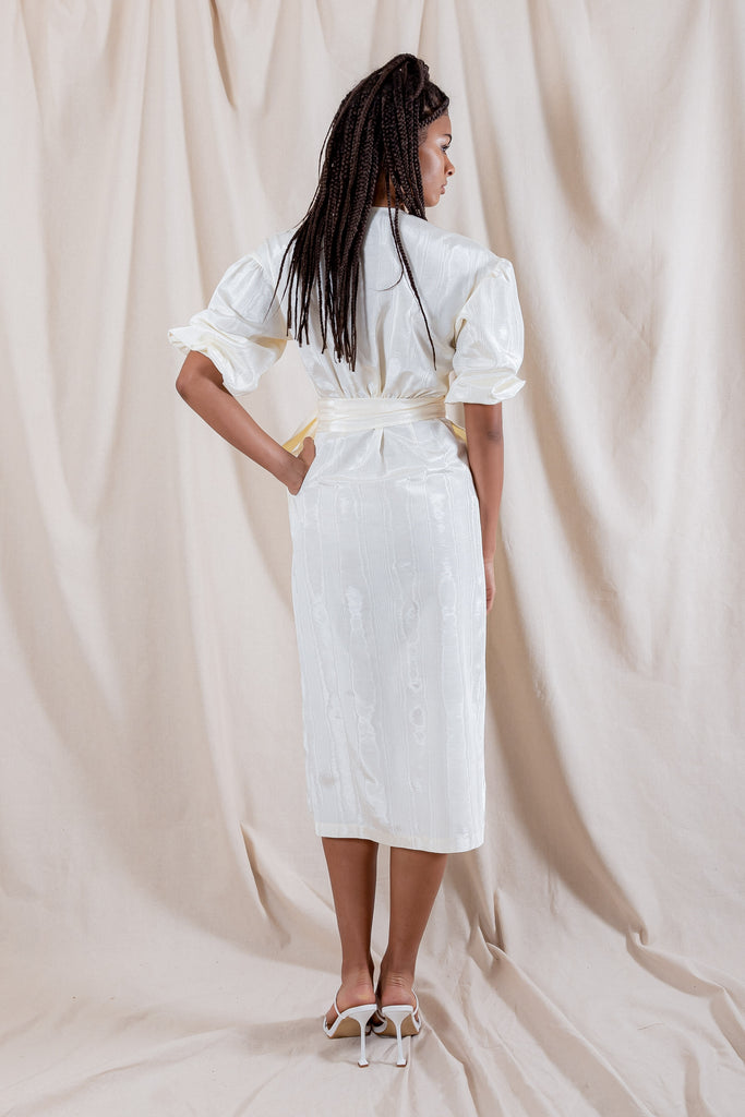 womens midi wrap dress Linen Short Sleeve AYLA and knee length dress Unique Vintage Black Rainbow Wrap