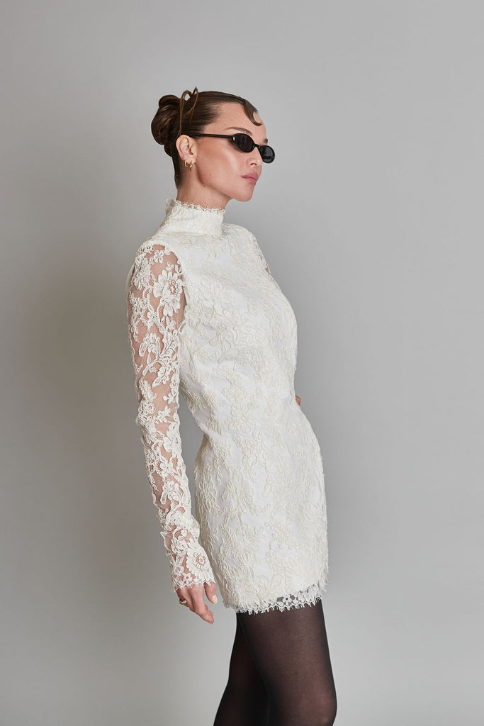 Ivory Corded lace wedding cocktail dress