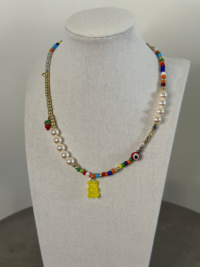 Citrine Gummy Bear Multi Color Charm Necklace