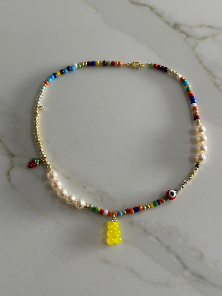 Citrine Gummy Bear Multi Color Charm Necklace