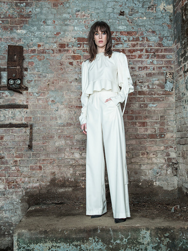 knee length dresses for ladies Cream Pant Suit 0