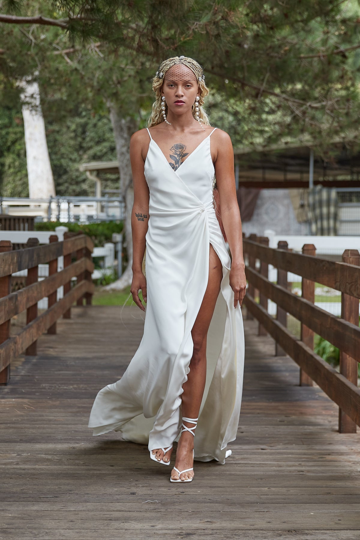 Draped Front Wedding Dress