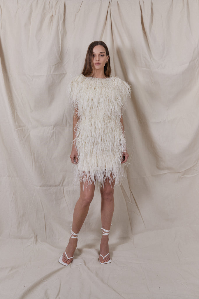 Cult Gaia Shannon feather dress - White
